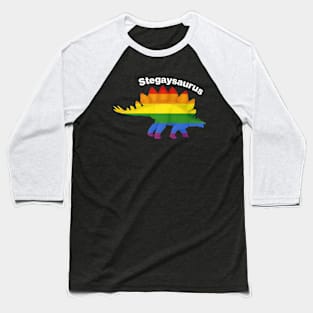 Stegaysaurus - Rainbow LGBTQ Dinosaur Baseball T-Shirt